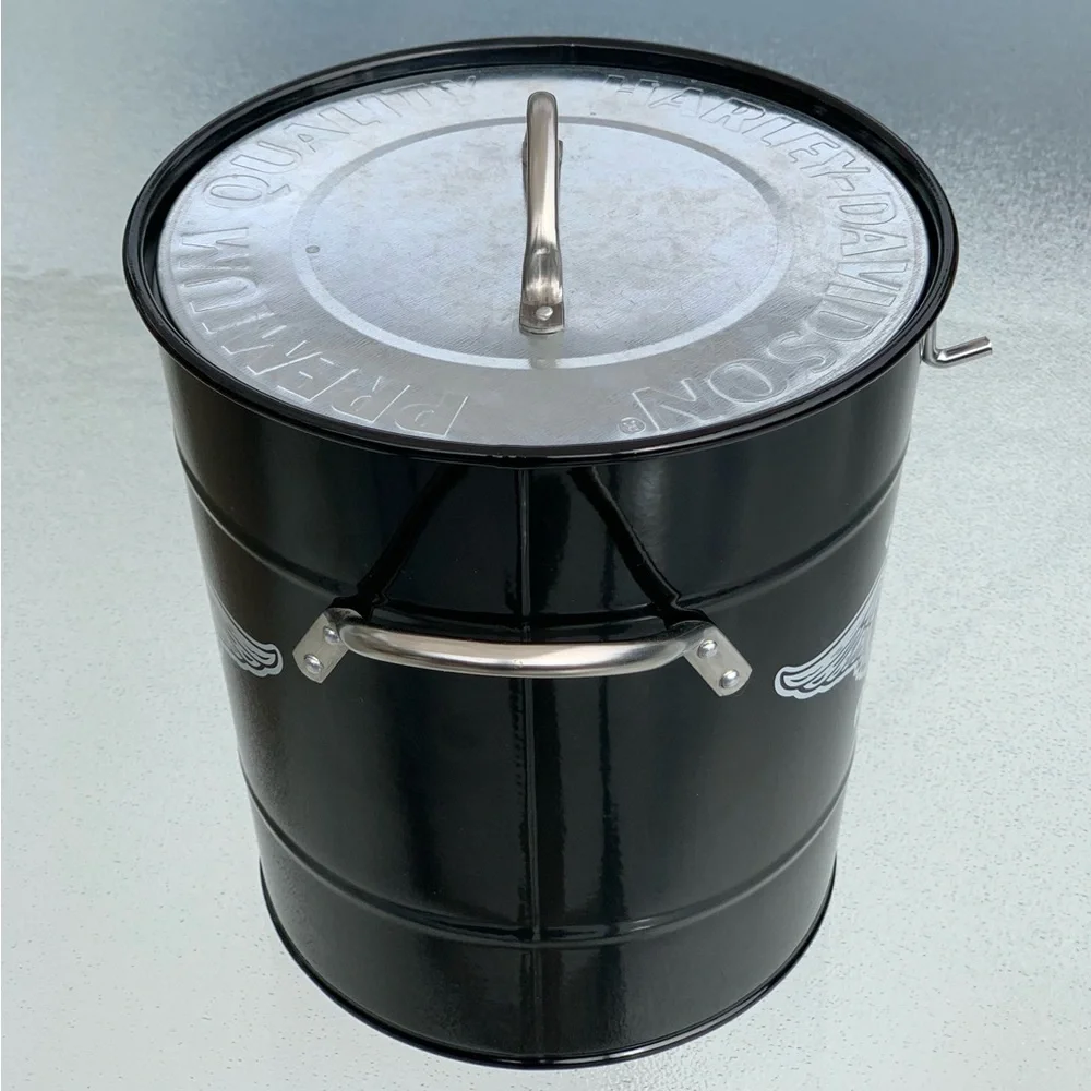Harley-Davidson Black Winged Bar & Shield Ice Bucket with Silver Scoop